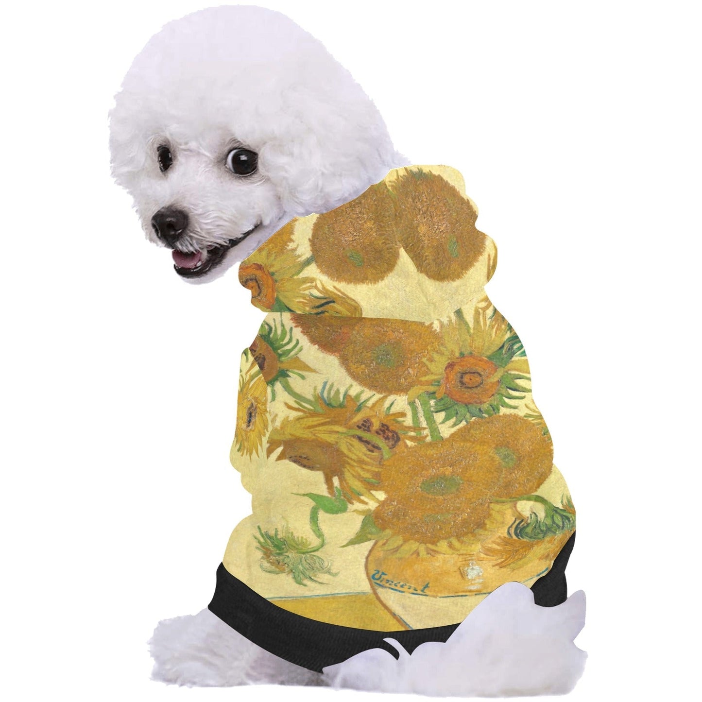 Pet Apparel Van Gogh Sunflowers Button Hoodie for Daily Use main product image for dogs and cats