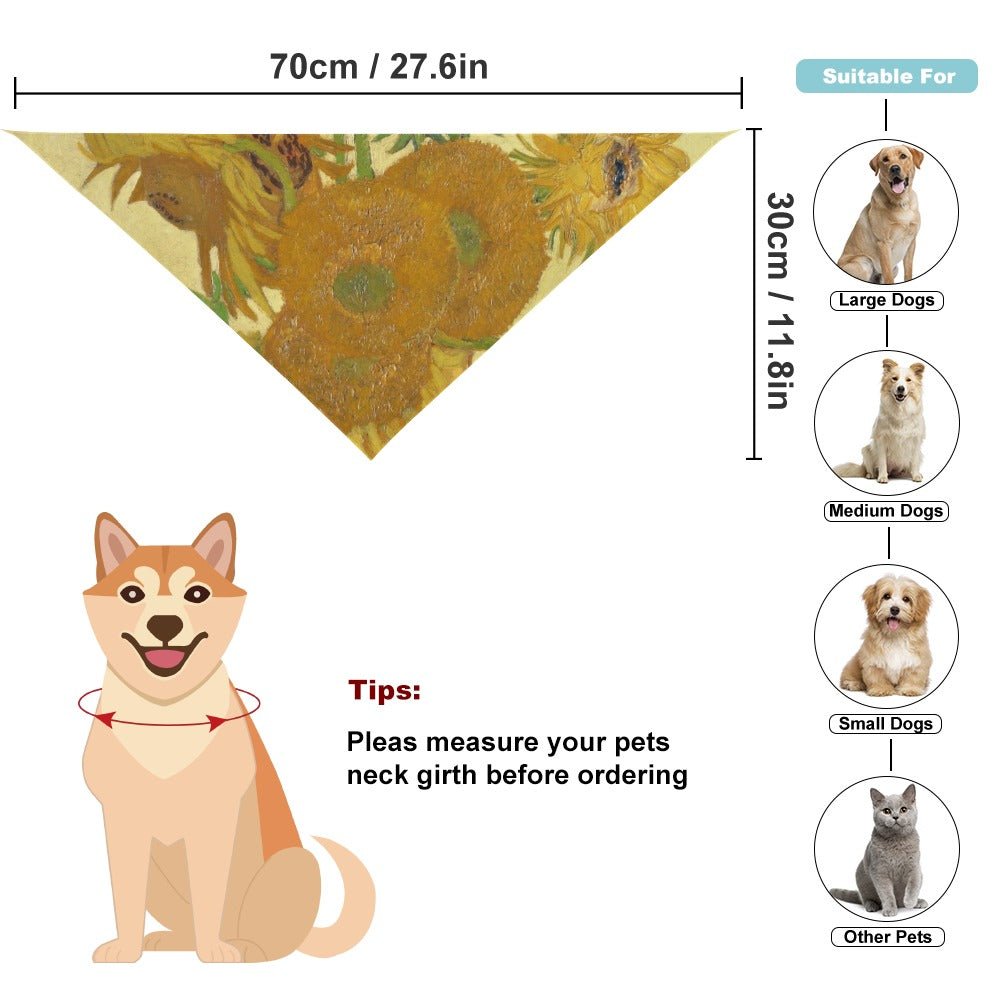 Pet Supply Van Gogh Sunflowers Scarf for Daily Use l main product image for dogs and cats