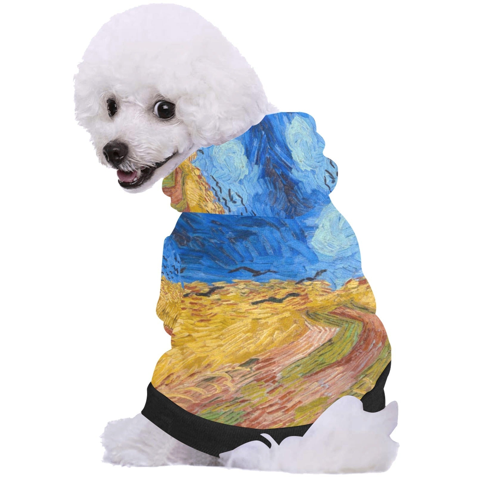 Pet Apparel Van Gogh Wheatfield with Crows Button Hoodie main product image for dogs and cats