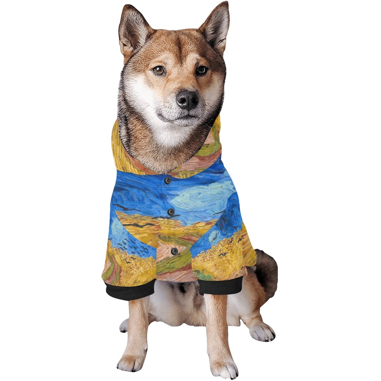 Pet Apparel Van Gogh Wheatfield with Crows Button Hoodie main product image for dogs and cats