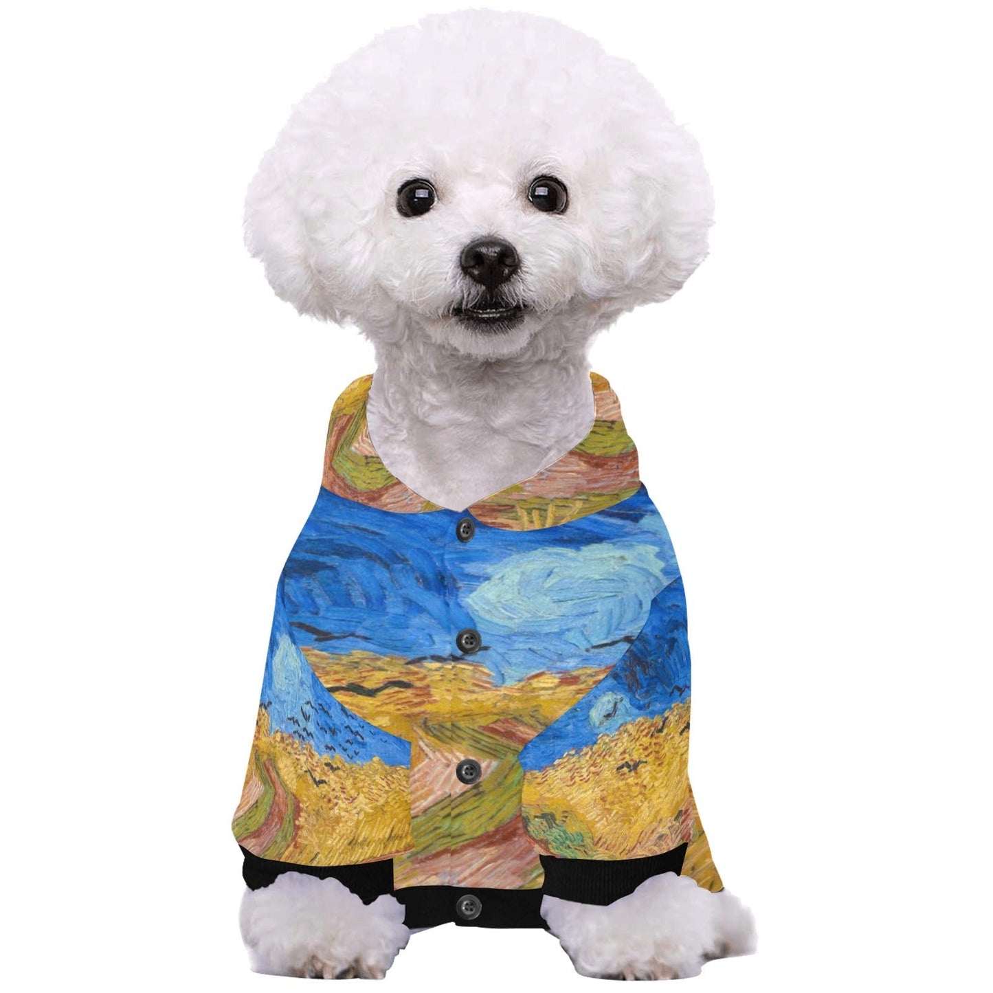 Pet Apparel Van Gogh Wheatfield with Crows Button Hoodie main product image for dogs and cats