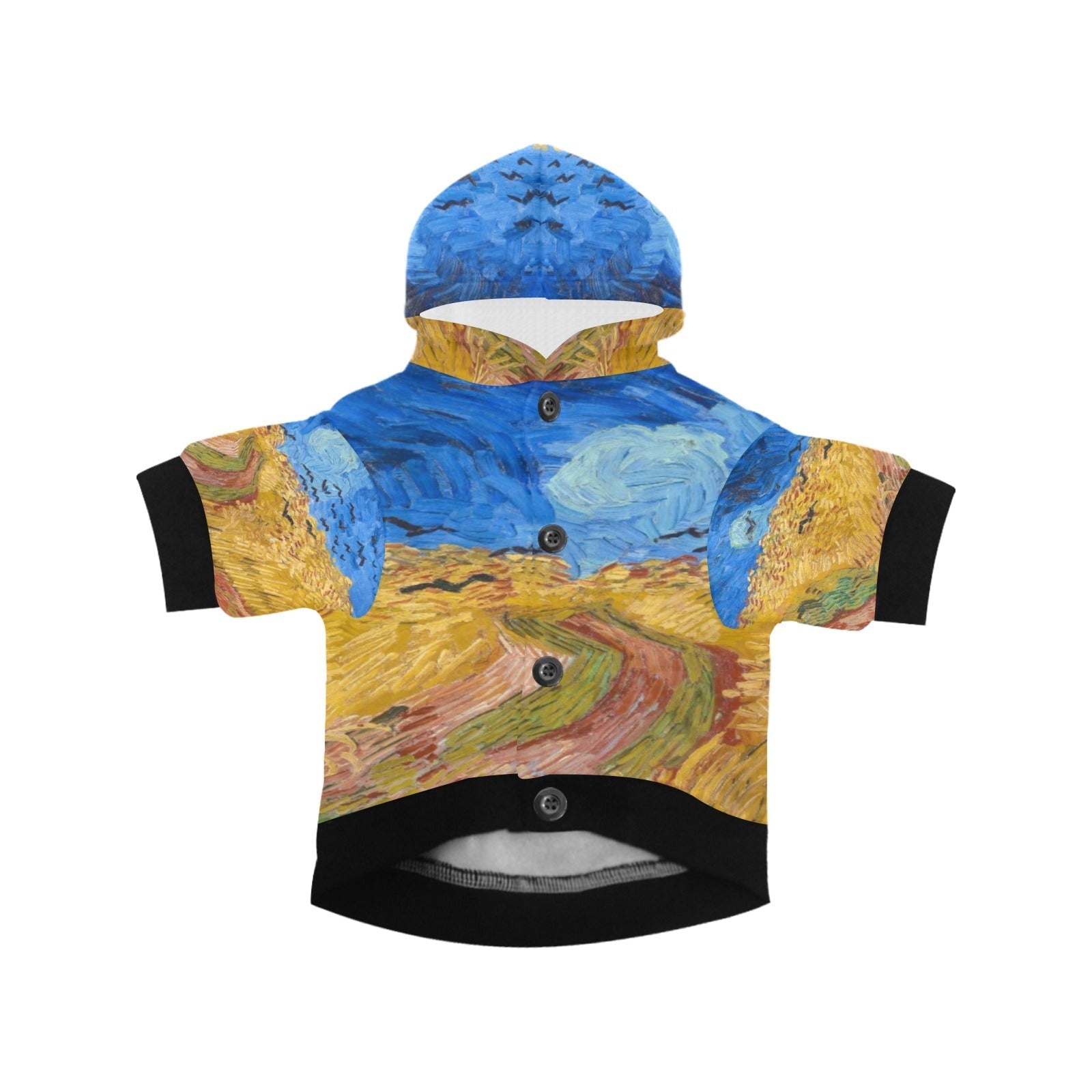 Pet Apparel Van Gogh Wheatfield with Crows Button Hoodie main product image for dogs and cats