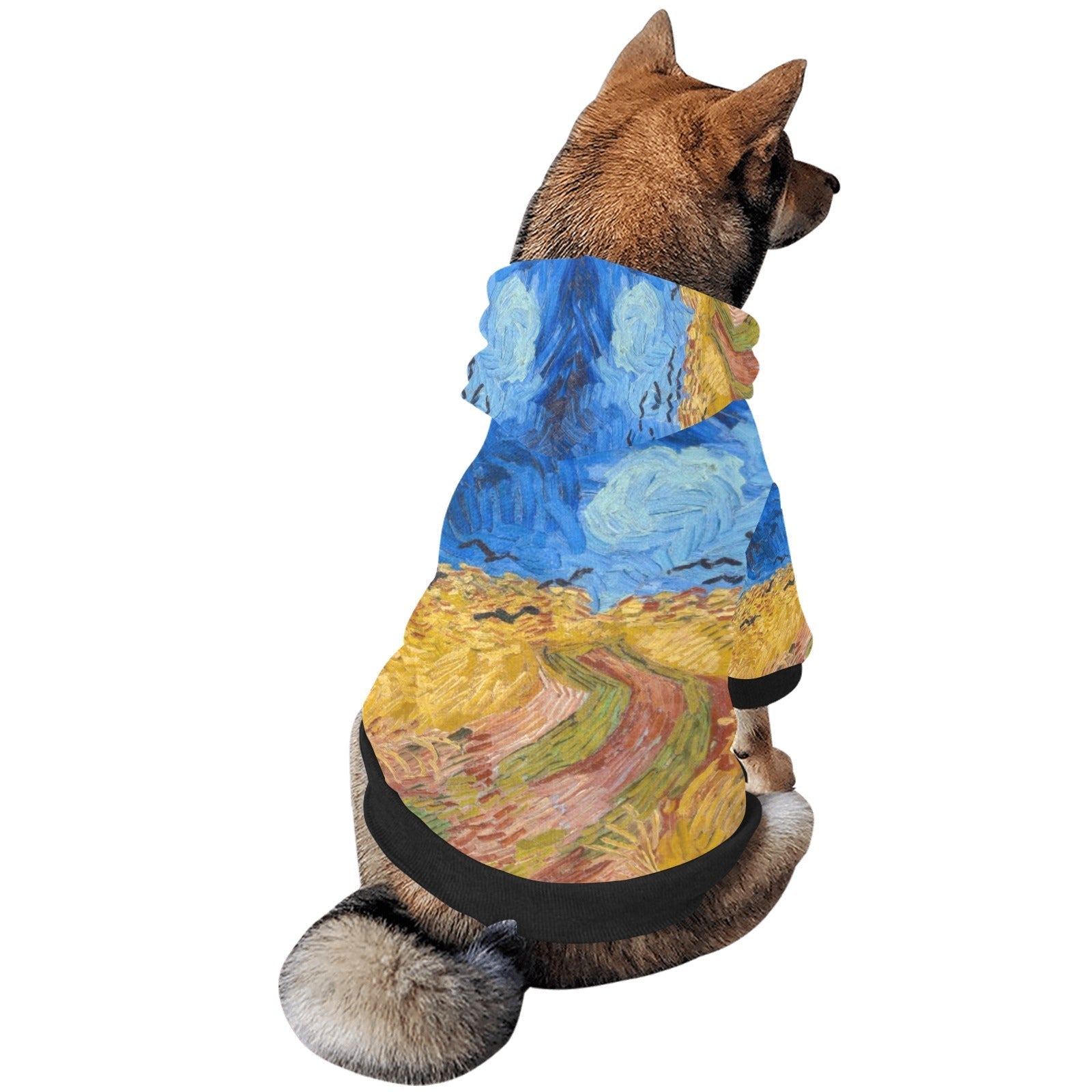 Pet Apparel Van Gogh Wheatfield with Crows Button Hoodie main product image for dogs and cats