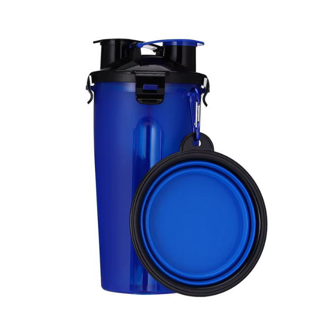 Portable Pet Travel Water and Food Bottle with Extra Bowl - main product image
