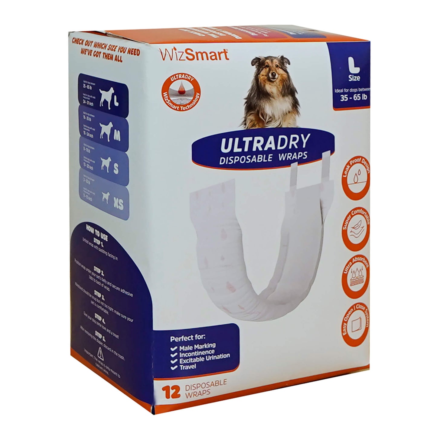 Wizsmart Ultradry Disposable Male Dog Wraps Dog Training Pet - lifestyle view