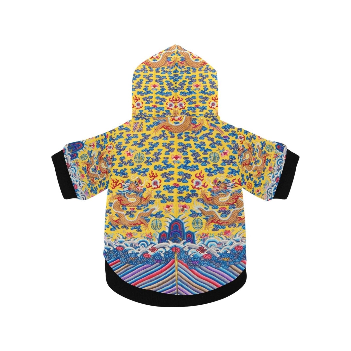 Pet Apparel Yellow Qing Dynasty Dragon Button Hoodie Essenti - main product image for pet apparel