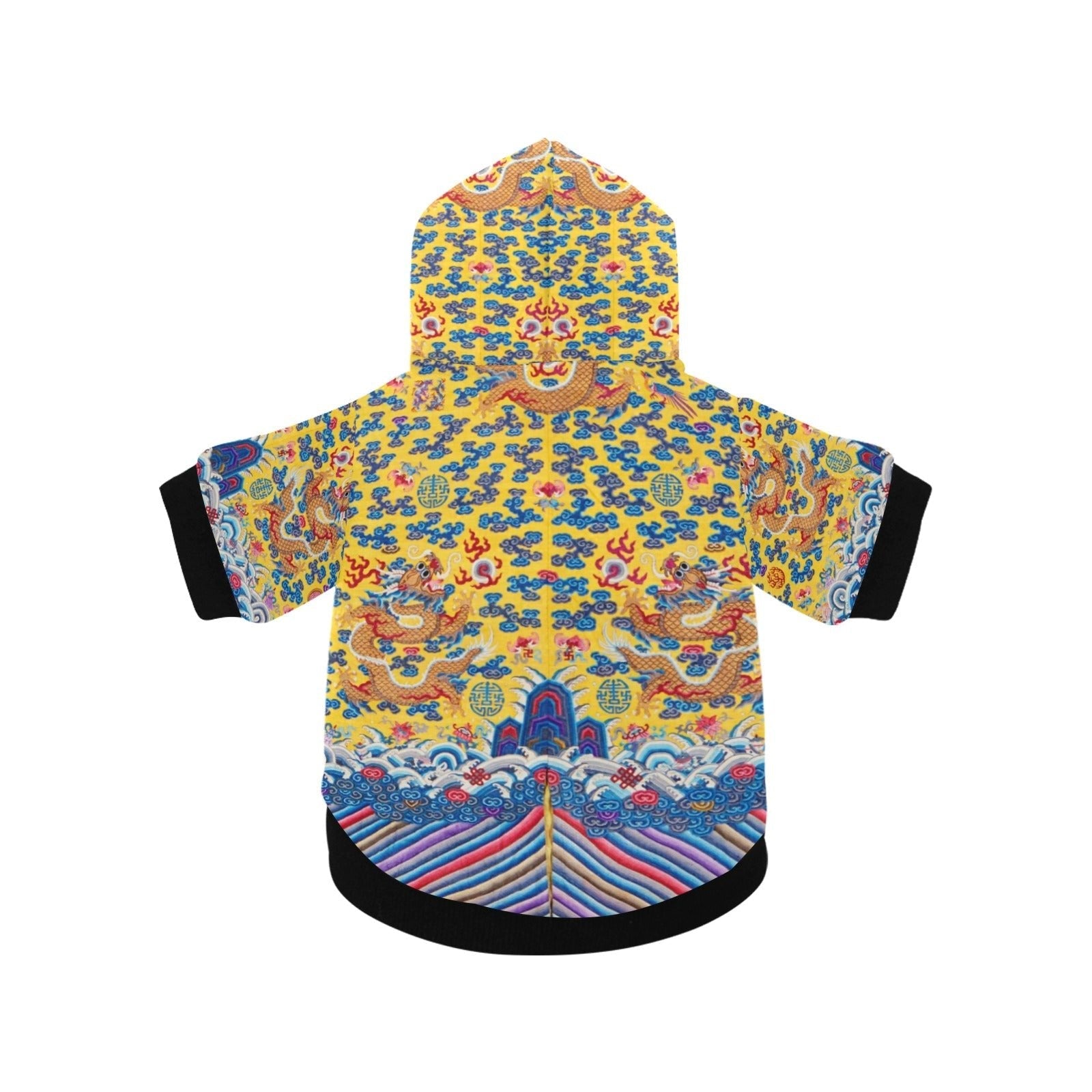 Pet Apparel Yellow Qing Dynasty Dragon Button Hoodie Essenti - main product image for pet apparel