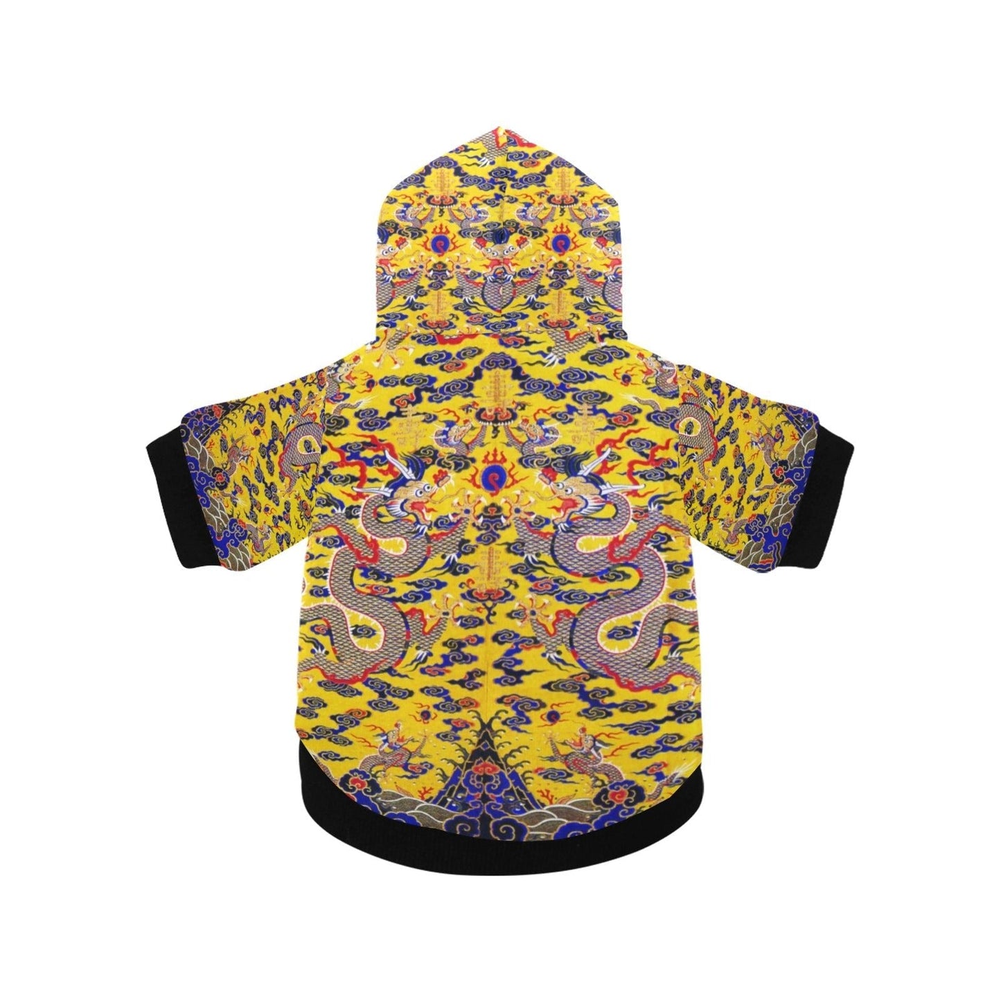 Pet Apparel Yellow Imperial Dragon Button Hoodie for Comfort - main product image for pet apparel