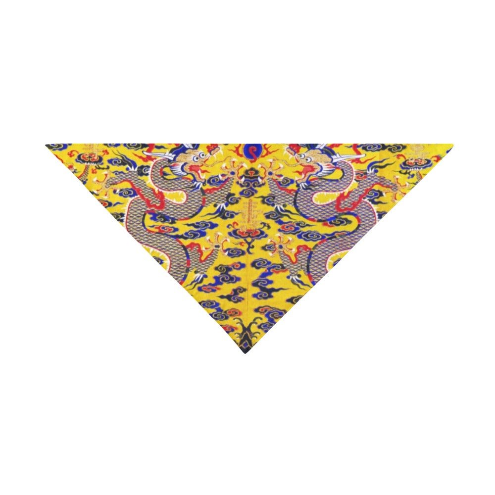 Pet Apparel Yellow Imperial Dragon Double-Sided Bandana - lifestyle product image for pet apparel