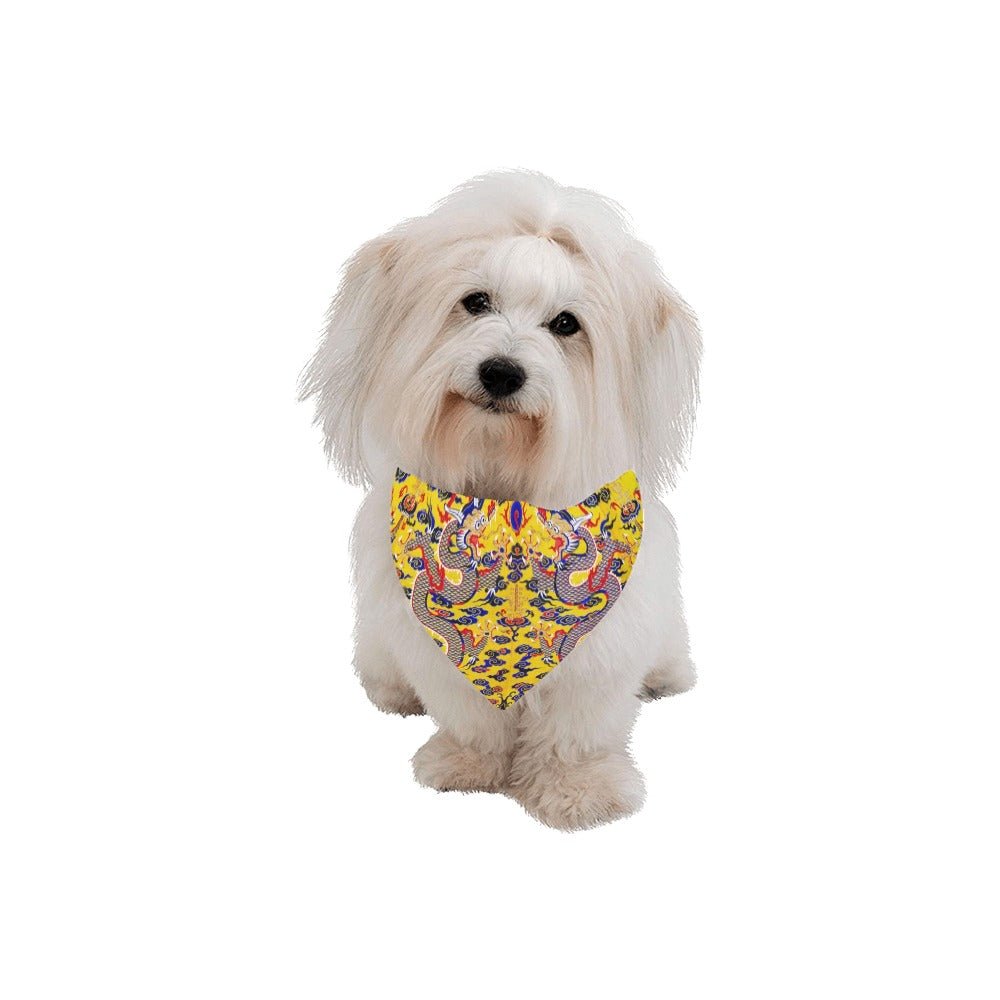 Pet Apparel Yellow Imperial Dragon Double-Sided Bandana - detail product image for pet apparel