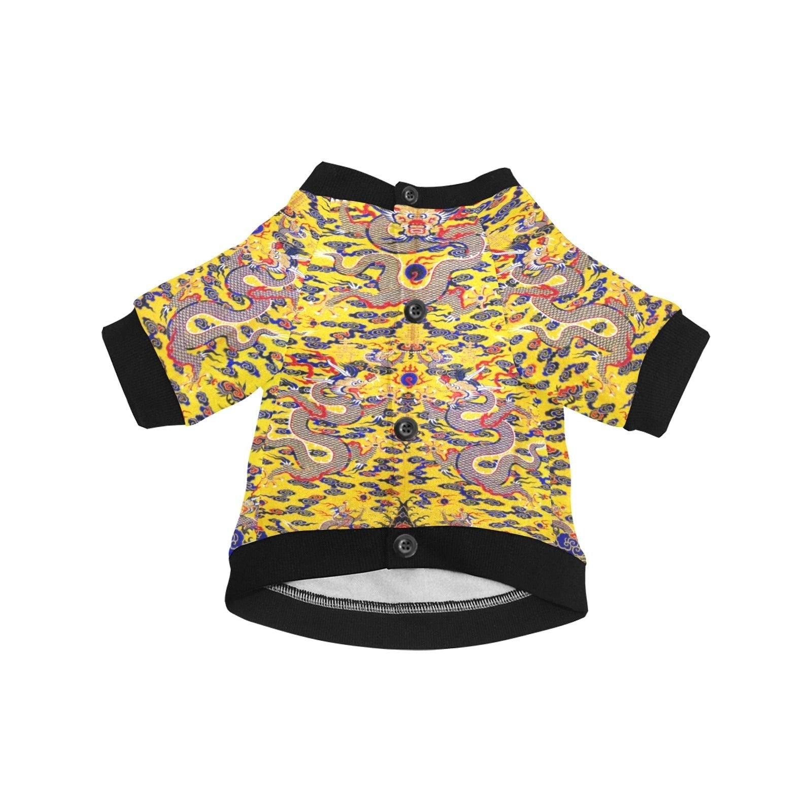 Pet Apparel Yellow Imperial Dragon Round Neck Shirt Essentia - lifestyle product image for pet apparel